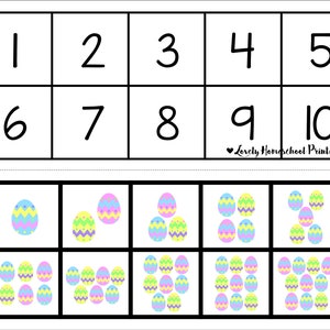 Easter Egg Count Cut & Glue 1-10, Easter Math Activity, Preschool Kindergarten Math Games, Printable, Numeral Recognition, Number Matching