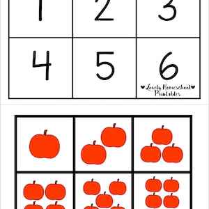 Pumpkin Count, Cut & Glue 1-6, Preschool Math Printable, Home school Math Printable, Numeral Recognition, Number Matching