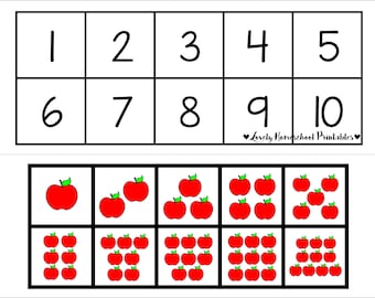 Apple Count, Cut & Glue 1-10, Preschool Math Game, Preschool Math Printable, Homeschool Math Printable, Numeral Recognition, Number Matching