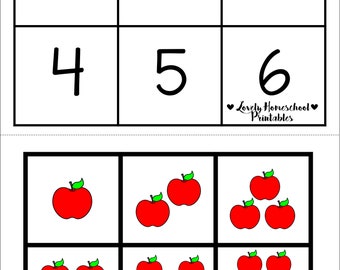 Apple Count, Cut & Glue 1-6, Preschool Math Printable, Home school Math Printable, Numeral Recognition, Number Matching