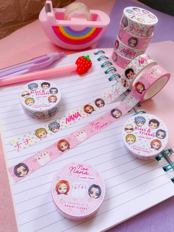 Set of 2 NANA Anime Kawaii Japanese Washi Tape / Strawberry Glasses / Hachi  / Nana Osaki /blast / Bullet Journal / Planner / Cute Stationary 