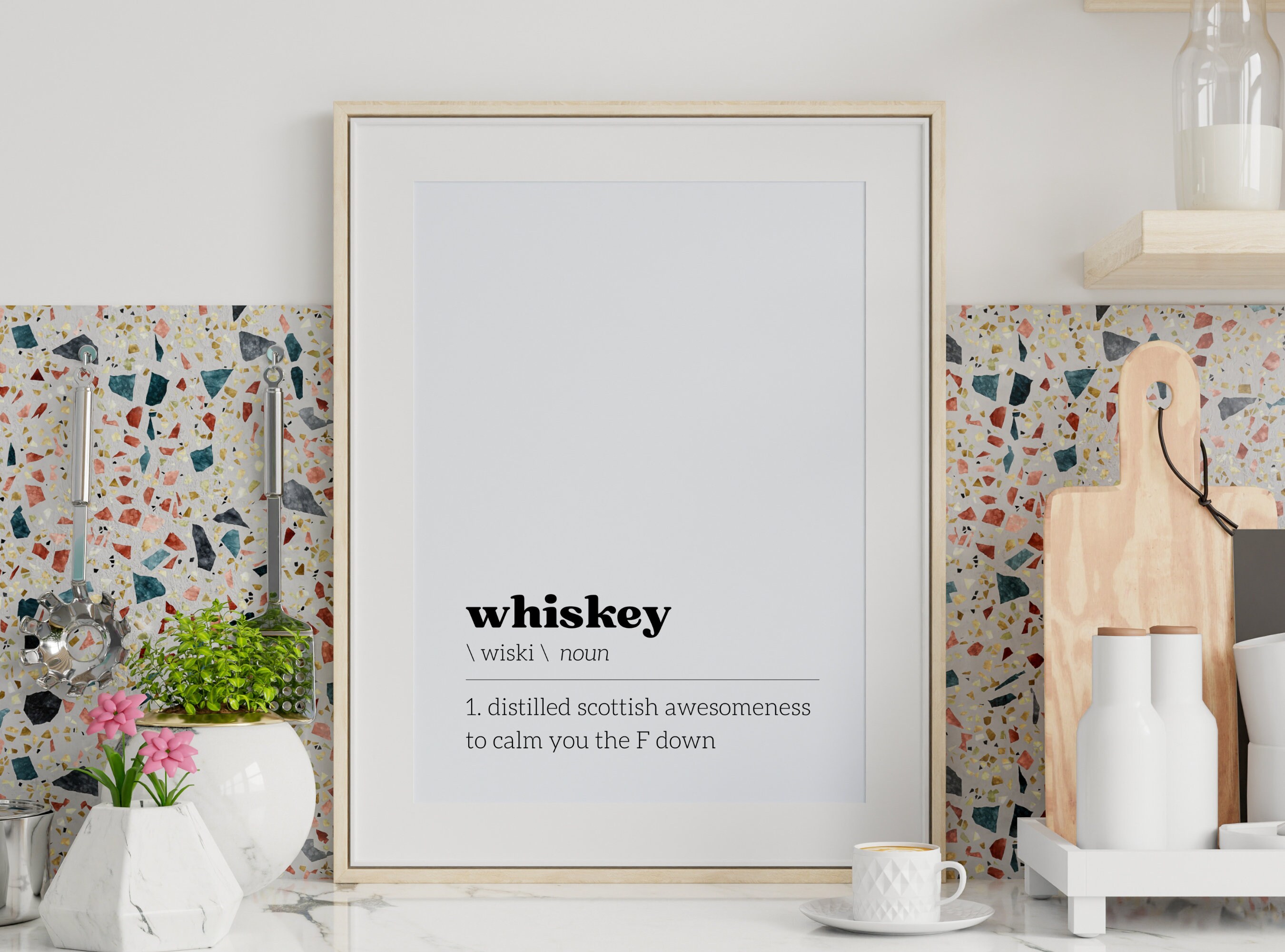 Whiskey Bar Cart Accessories, Bar Cart Wall Art Set, Printable Bar Cart
