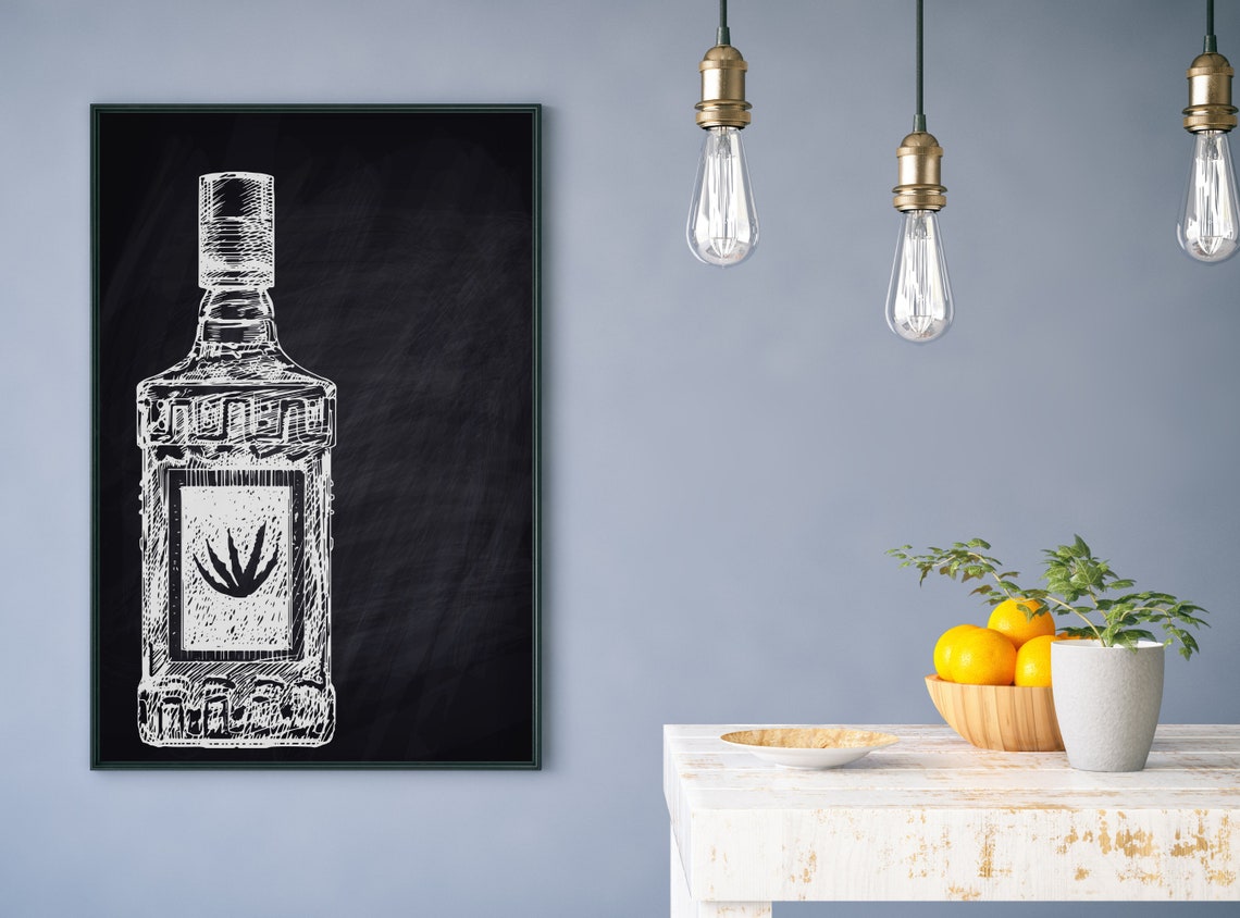 Printable Bar Cart Decor and Signs, Bar Cart Art, Tequila Bottle Bar