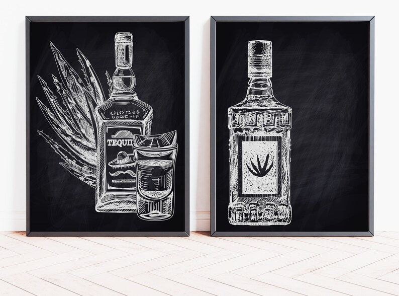 Printable Bar Cart Decor and Signs, Bar Cart Art, Tequila Bottle Bar