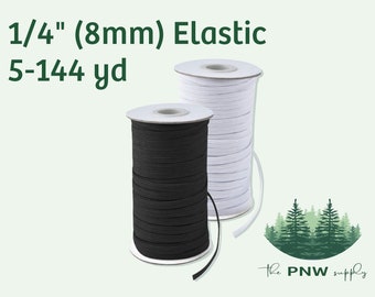 1/4" elastic in black or white . 3mm elastic. sewing craft supplies. USA supplier. PNW business . shop small . elastic for mask makers
