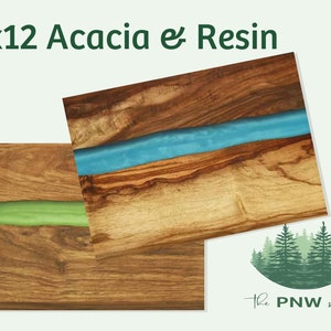 Acacia & Resin Epoxy River Cutting Board 8x12 . laser engrave . bridesmaid gift. bulk blanks. wholesale supply . USA . housewarming wedding