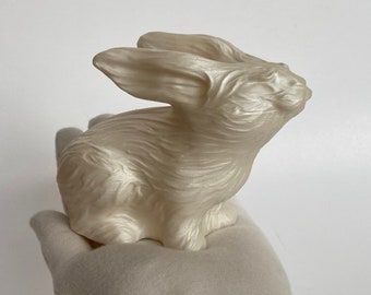 Rabbit Figurine White Pearl Color Beautiful Sculpture