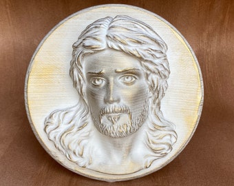 Jesus Christ Portrait Decorative Bas-Relief with Stand