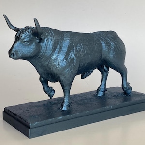 Bull Sculpture in Pewter Color, Author&#39;s Work, Home Decor