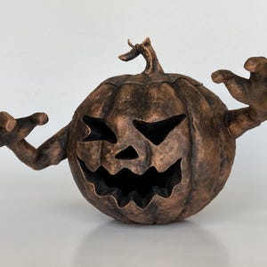 Halloween Pumpkin Sculpture Hand-Painted Authors Work