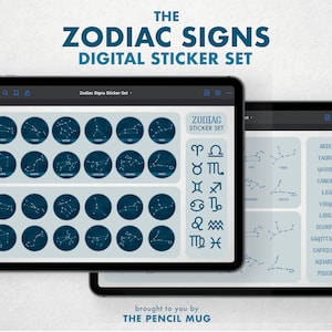 Sternzeichen, Astrologie-Konstellation Digitale GoodNotes Planner Sticker Set, mit vorgeschnittenen, hochauflösenden Organisationsaufklebern