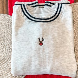 Classic Reindeer Embroidered Holiday Crewneck