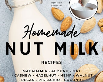 Libro de recetas caseras de leche de nueces, libro de recetas de bolsas de leche de nueces