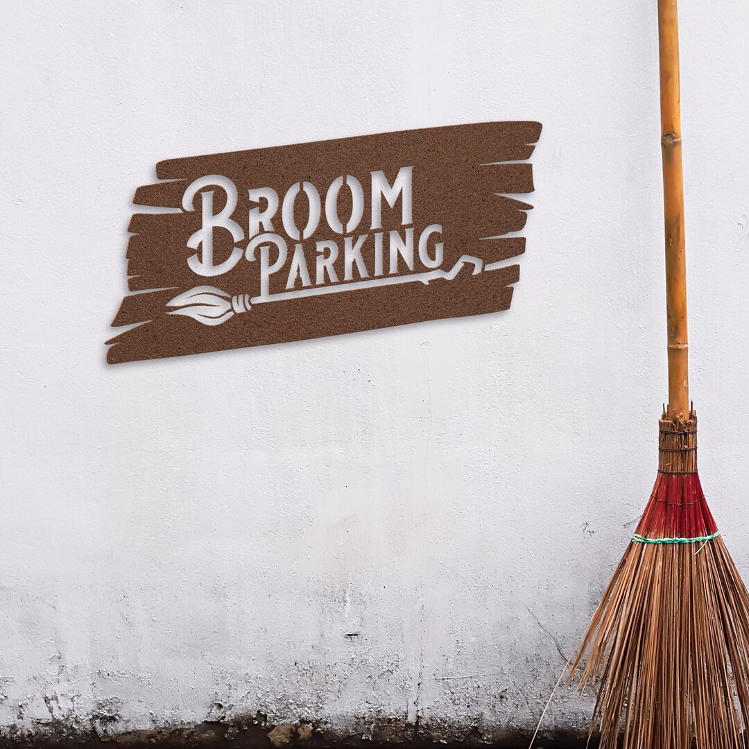 Broom Parking Metal Art, Witches Ride Wall Hanging, Halloween Indoor ...