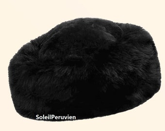 PREMIUM 100% Peruvian baby alpaca fur black hat russian hat ladies womens fine alpaca hat cossack hat alpaca fluff hat winter hat cossack
