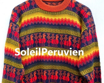 Maglione Alpaca arancione, maglione peruviano, maglione unisex, maglione alpaca peruviano, giacca peruviana, maglione peruviano, maglione boho