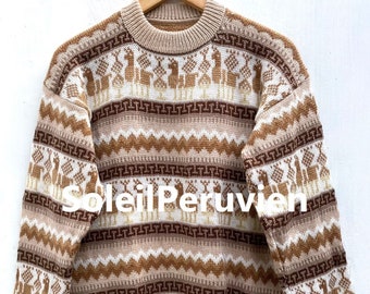 Creme Alpaca sweater, peruvian sweater, Unisex sweater, peruvian alpaca sweater, peruvian jacket, peru sweater, alpaca sweater, boho sweater