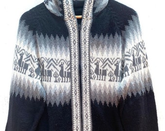 Black Alpaca sweater peruvian sweater Unisex sweater peruvian alpaca sweater peruvian jacket peru sweater alpaca sweater boho sweater