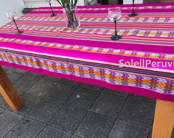 Original Fucshia Peruvian Fabric Tribal Ethnic Stripy textile blanket colorful table cloth peru table cloth peru textile peruvian tablet