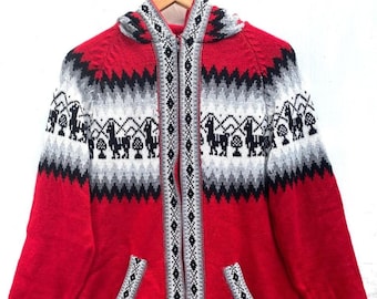 Pull en alpaga rouge pull péruvien pull unisexe pull en alpaga péruvien veste péruvienne pull pérou pull alpaga pull boho