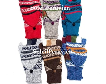 Convertible Mittens Baby Alpaca, Exposed Finger Thickening Alpaca Wool Gloves, Knitted Glove Winter, Warm Mittens Half-finger Gloves