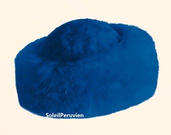PREMIUM 100% péruvien bébé alpaga fourrure chapeau bleu chapeau russe dames femmes chapeau alpaga fin chapeau cosaque chapeau alpaga peluche chapeau cosaque