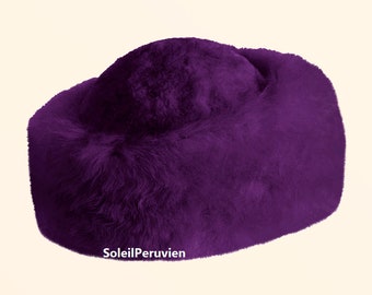 PREMIUM 100% péruvien bébé alpaga fourrure chapeau violet chapeau russe dames femmes fine alpaga chapeau cosaque chapeau alpaga peluche chapeau hiver chapeau cosaque