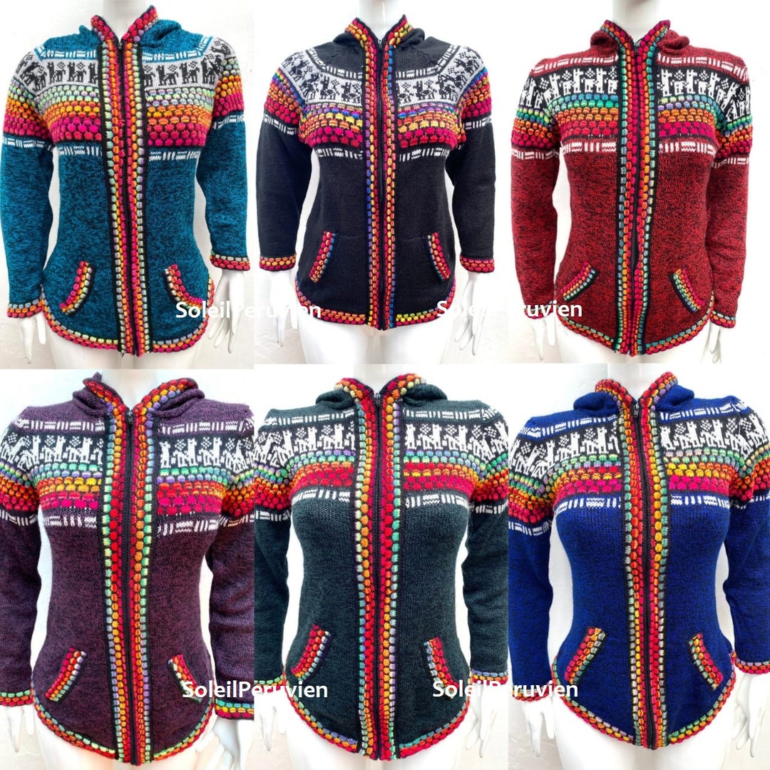Peruvian Jacket Alpaca Sweater Peruvian Sweater Woman Sweater Peruvian Alpaca Sweater ...