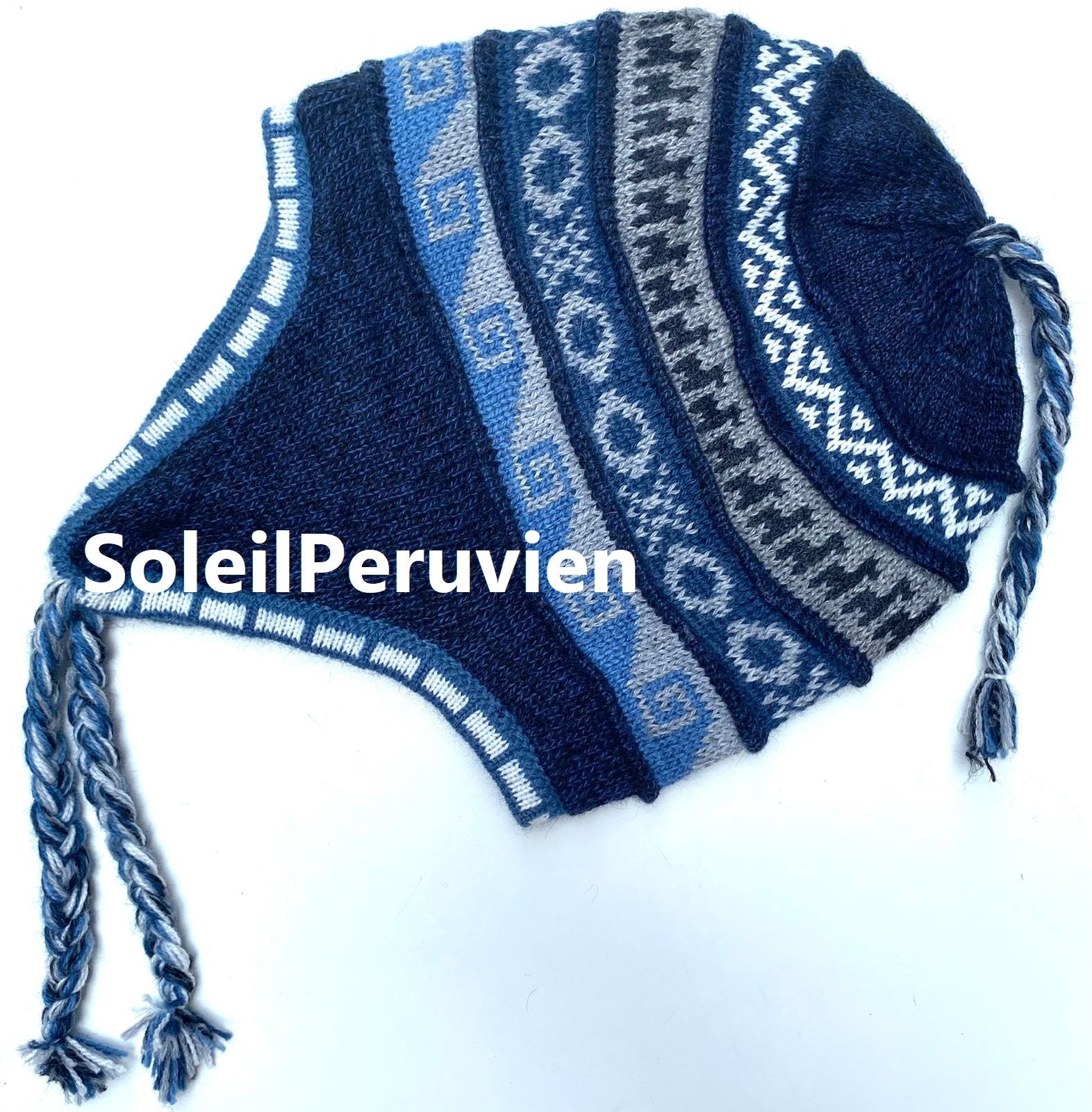 GREUS Women's Winter Beanie Hat With Ear Flaps & Tassels - Peruvian Chullo Knit Wool Cap - View #2