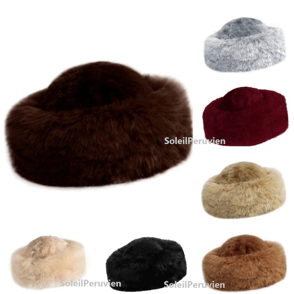 PREMIUM 100% Peruvian baby alpaca fur hat , russian hat, ladies womens fine alpaca hat, cossack hat, alpaca fluff hat, winter hat cossack