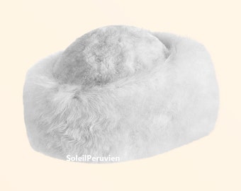 PREMIUM 100% peruviano baby alpaca pelliccia cappello bianco cappello russo donne donne fine alpaca cappello cosacco cappello alpaca fluff cappello inverno cappello cosacco