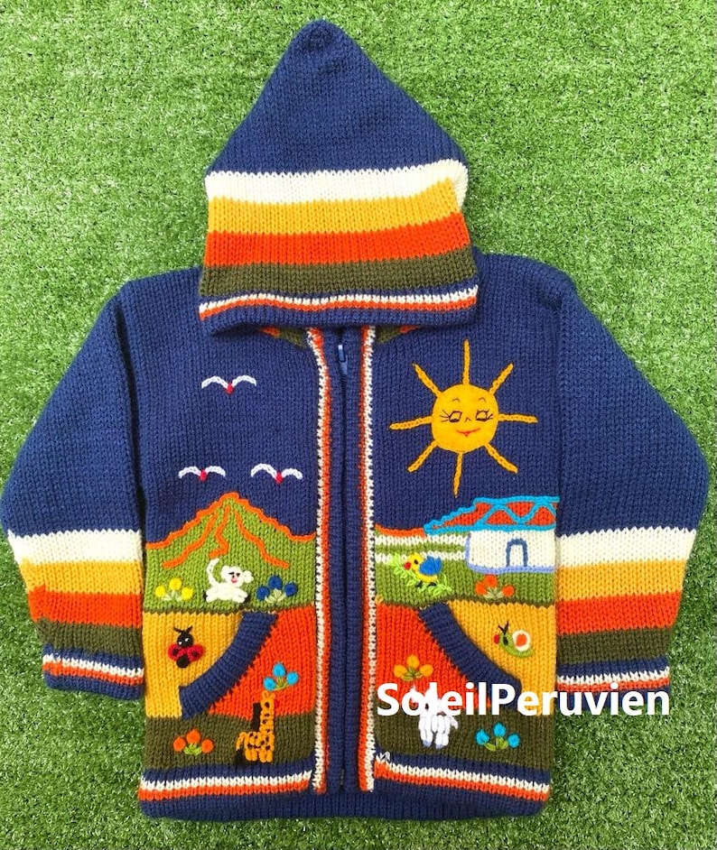 Children Peruvian Hoodie Sweater Unique Peru Kids Wool Etsy