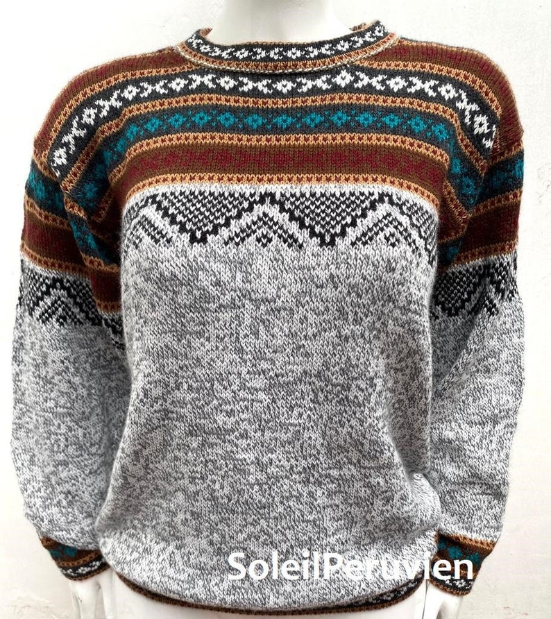 Light Gray Alpaca sweater peruvian sweater woman sweater peruvian alpaca sweater peruvian jacket peru sweater alpaca sweater boho sweater Light gray