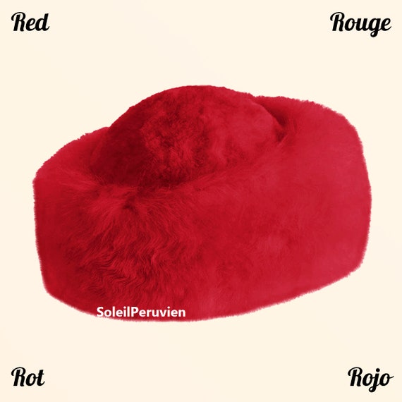 PREMIUM 100% Peruvian Baby Alpaca Fur Red Hat Russian Hat  display picture 2
