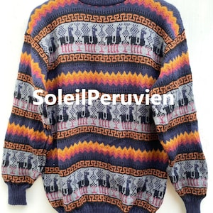 Pull alpaga, pull péruvien, pull unisexe, pull alpaga péruvien, veste péruvienne, pull pérou, pull alpaga, pull boho Dark Blue