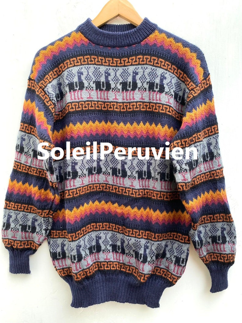 Pull alpaga, pull péruvien, pull unisexe, pull alpaga péruvien, veste péruvienne, pull pérou, pull alpaga, pull boho Dark Blue