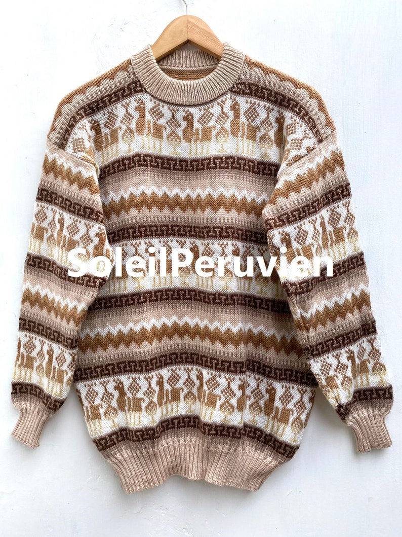 Maglione alpaca, maglione peruviano, maglione unisex, maglione alpaca peruviano, giacca peruviana, maglione peruviano, maglione alpaca, maglione boho Creme