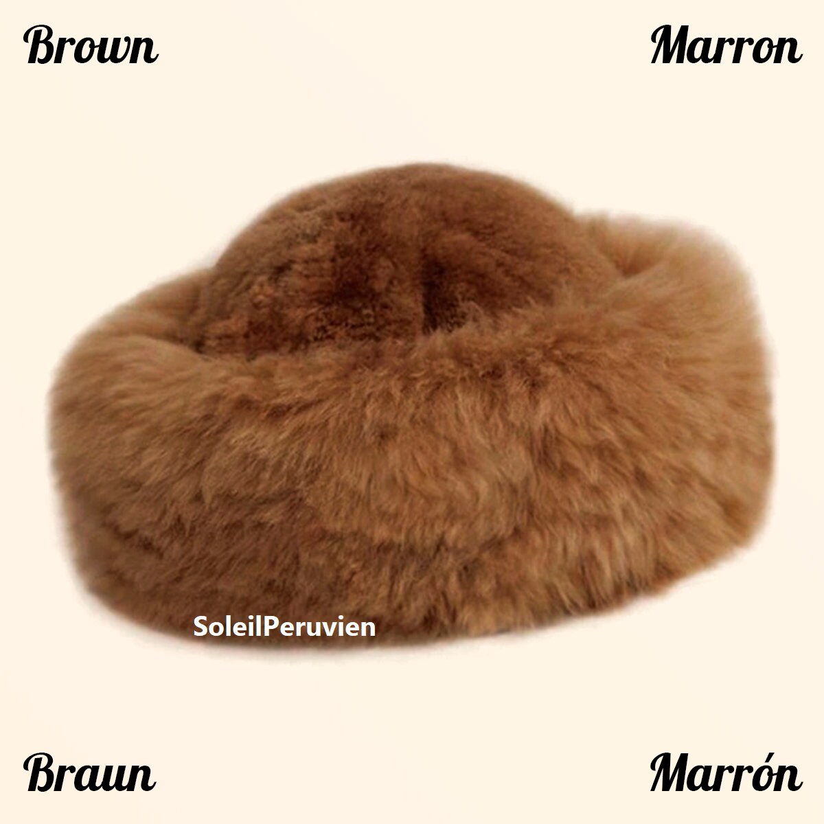 Vintage Peruvian Brown Alpaca Fur Cossack Hat winter Russian cold weather PREMIUM 100% Chocolate Brown Peruvian Baby Alpaca Unisex Fur  main image 2