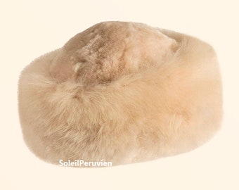 PREMIUM 100% peruviano baby alpaca pelliccia beige chiaro cappello russo cappello donne donne fine alpaca cappello cosacco cappello alpaca fluff cappello inverno