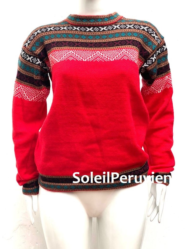 Light Gray Alpaca sweater peruvian sweater woman sweater peruvian alpaca sweater peruvian jacket peru sweater alpaca sweater boho sweater Red