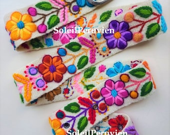 Cintura ricamata a mano floreale colorato peruviano ricamato cinture floreali etniche boho cintura di lana, regali per la sua cintura etnica floreale perù
