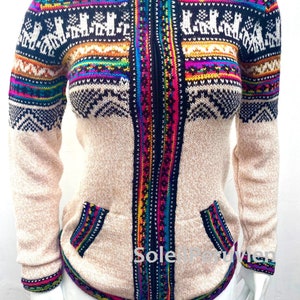 Beige Alpaca sweater peruvian sweater woman sweater peruvian alpaca sweater peruvian jacket peru sweater alpaca sweater boho sweater
