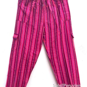Funky Peruvian Stylish Pants from South America! Peruvian Pants! Best Quality Cotton Acrylic - Original Colors Fucshia