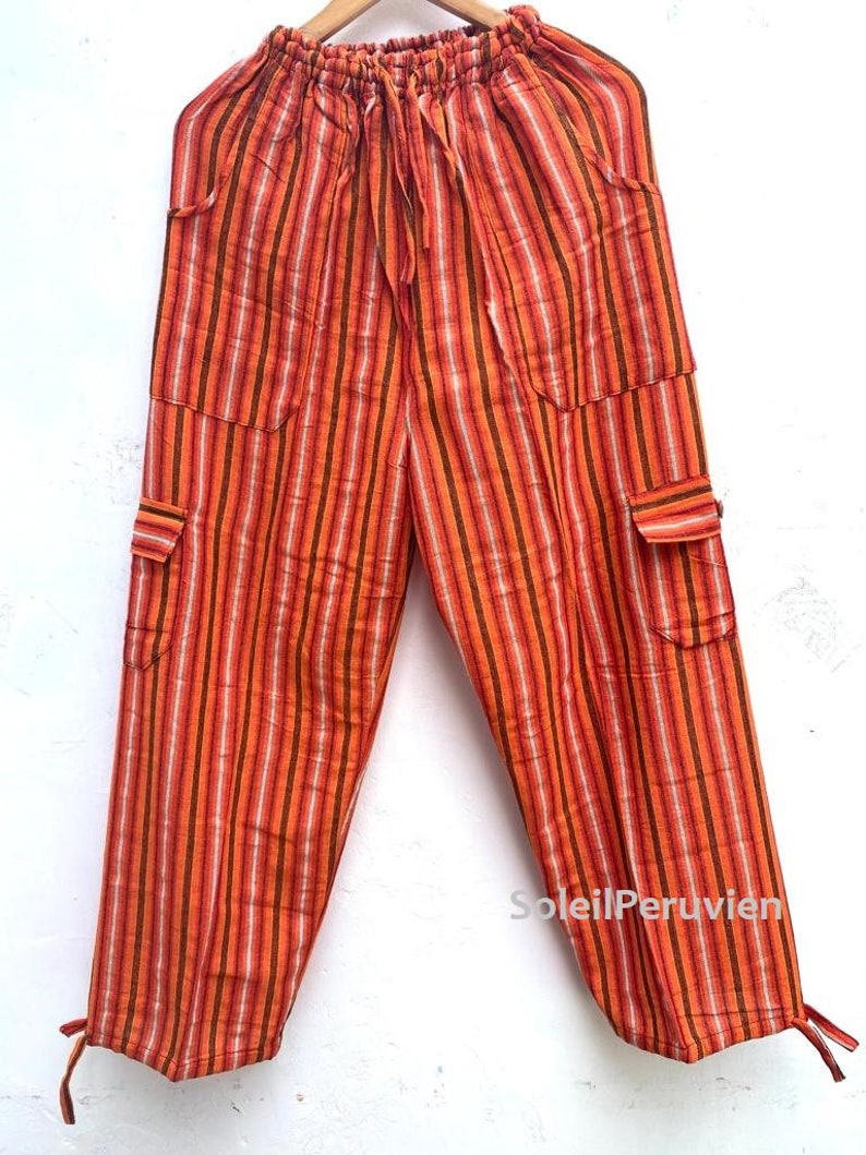 Funky Peruvian Stylish Pants from South America! Peruvian Pants! Best Quality Cotton Acrylic - Original Colors Orange