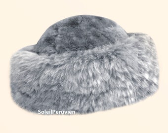 PREMIUM 100% Peruviano baby alpaca pelliccia grigio cappello russo cappello donne donne fine alpaca cappello cosacco cappello alpaca fluff cappello inverno cappello cosacco