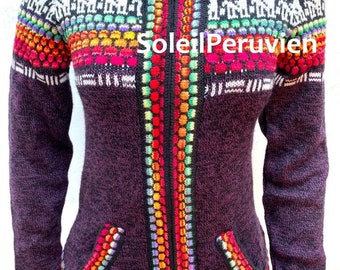 Purple Alpaca sweater peruvian sweater woman sweater peruvian alpaca sweater peruvian jacket peru sweater alpaca sweater boho sweater