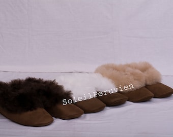 Brown Alpaca Slippers Unisex Alpaca fur slippers peruvian slippers alpaca slippers peru slippers