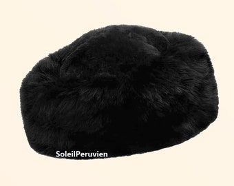 PREMIUM 100% peruviano baby alpaca pelliccia cappello nero cappello russo donne donne fine alpaca cappello cosacco cappello alpaca fluff cappello inverno cappello cosacco