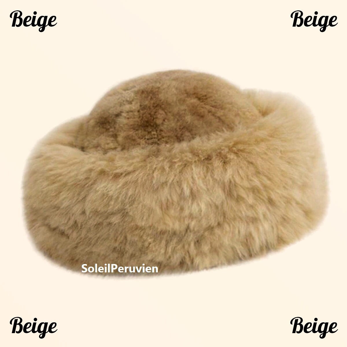 PREMIUM 100% Peruvian baby alpaca fur beige hat russian hat ladies womens fine alpaca hat cossack hat alpaca fluff hat winter hat cossack