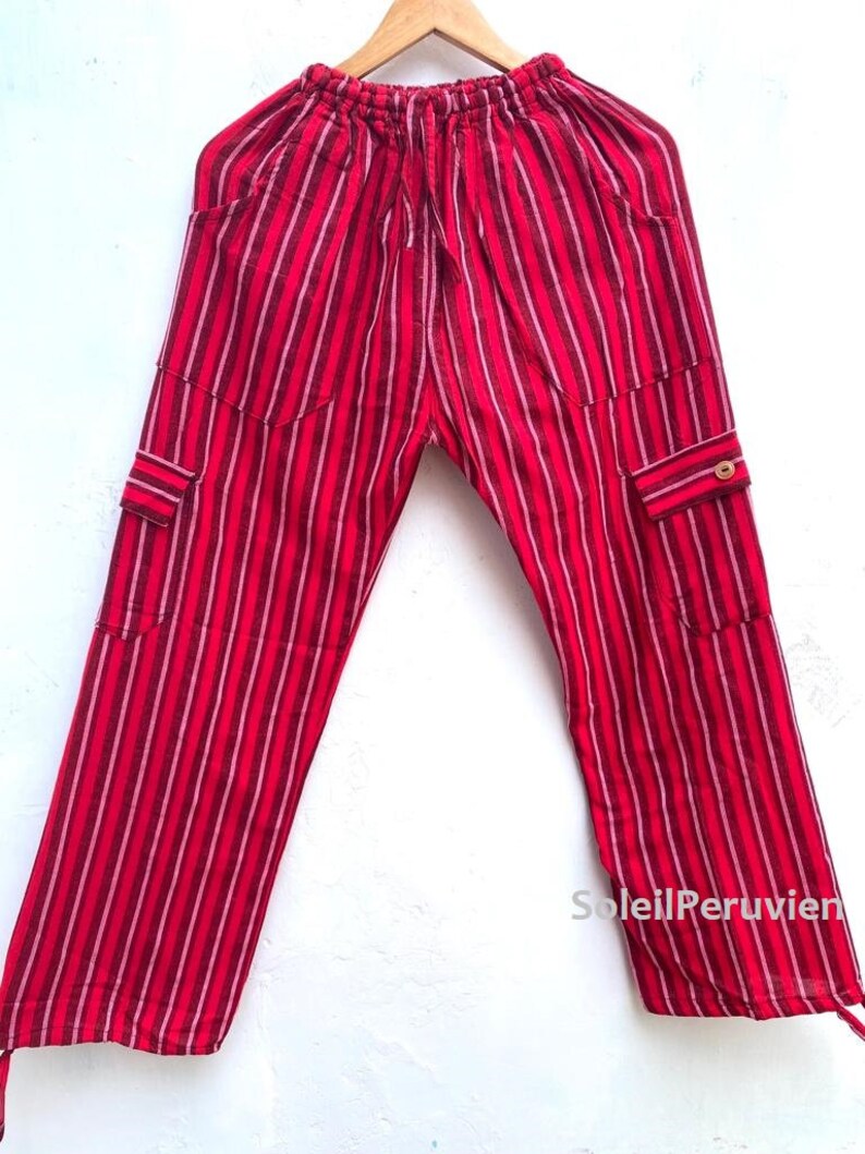 Funky Peruvian Stylish Pants from South America! Peruvian Pants! Best Quality Cotton Acrylic - Original Colors Red